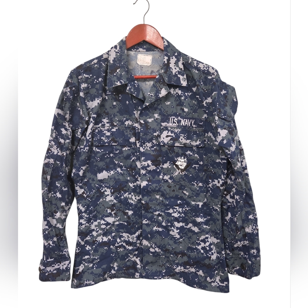 US Navy NWU Type I Shirt Mens Small Short Blue‎ Digital Camo Uniform Utility